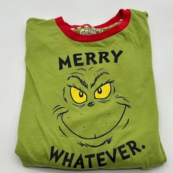 Dr Seuss THE GRINCH Mens Christmas Holiday MERRY WHATEVER PJ Pajama Top Size XL - Picture 7 of 7